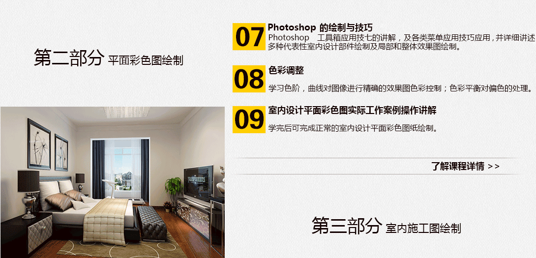 江苏室内设计培训，Photoshop CS3 的绘制与技巧，色彩调整，室内设计平面彩色图实际工作案例操作讲解